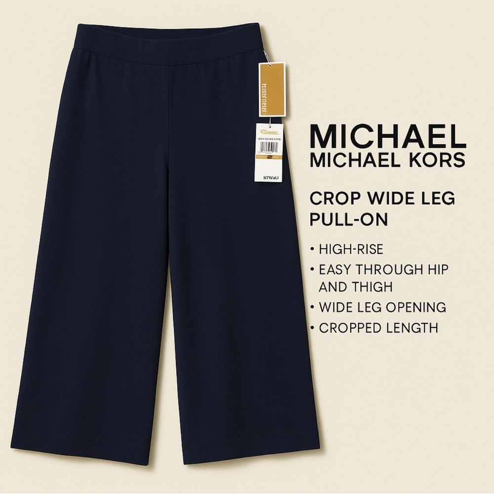 NWT Michael Kors Plus Navy Crop Wide Leg Pants